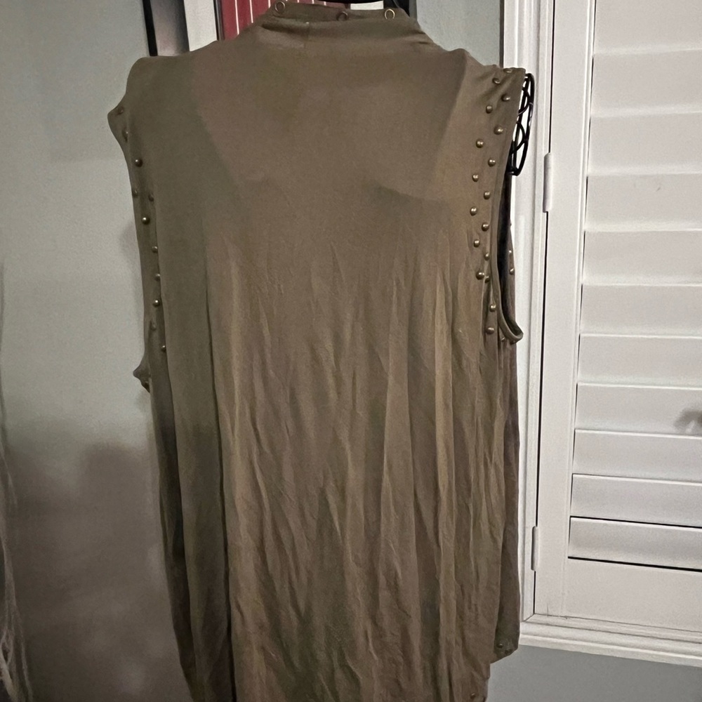 VENINI Open Front Duster Studded Kimmo Sz XL Women Green - Picture 7 of 9
